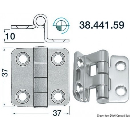 Charnières version porte-à-faux 2 mm Le lot de 4 - Osculati Charnières Haute Qualité 8033137005121 38.441.59