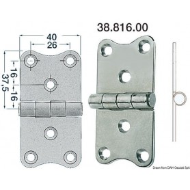 Charnières 2 mm 75x40 Le lot de 4 - Osculati Charnières Haute Qualité 8033137005640 38.816.00