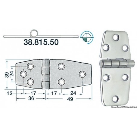 Charnières 2 mm 85x39 Le lot de 4 - Osculati Charnières Haute Qualité 8033137005633 38.815.50