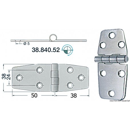 Charnière inox 88x38mm Le lot de 4 - Osculati Charnières Haute Qualité 8033137005855 38.840.52