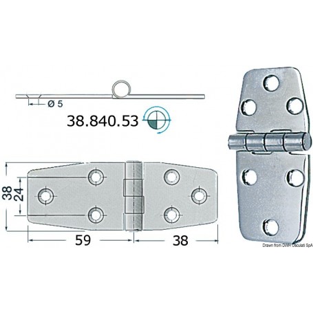 Charnière inox 97x38mm Le lot de 4 - Osculati Charnières Haute Qualité 8033137005862 38.840.53