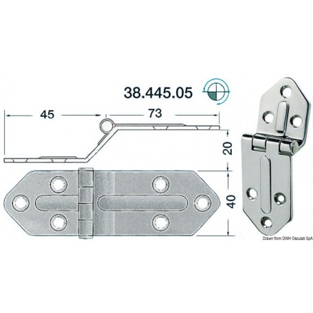 Charnière 118 x 40 Le lot de 2 - Osculati Charnières Haute Qualité 8033137005299 38.445.05