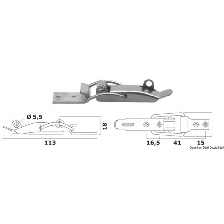 Fermeture à levier en inox avec cadenas Le lot de 2 - Osculati Verrou, Sauterelle et Grenouillère 8033137128257 38.206.01