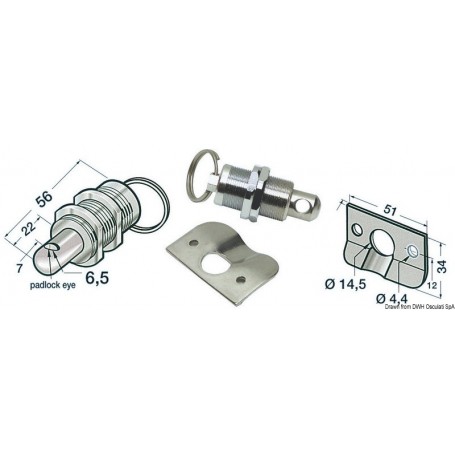 Fermeture pour coquerons En inox avec bouton à ressort - Osculati Serrures et loquets 8033137010897 38.405.50