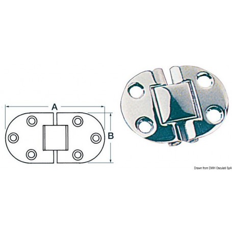 Charnière ras inox Le lot de 2 - Osculati Charnières Haute Qualité 8033137005367 38.460.50
