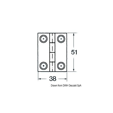 Charnières 1,7 mm  en inox sans vis - Osculati Charnières Haute Qualité 8033137005688 38.821.01