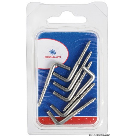 Crochet droit en inox à vis Visserie 8033137020650 09.035.01