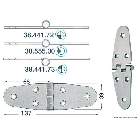 Charnière inox 137x39mm - Osculati Charnières Haute Qualité 8033137005169 38.441.72
