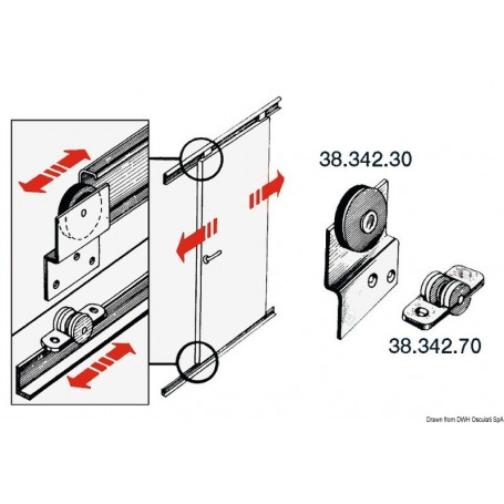 Rail et chariot en inox pour porte coulissante - Osculati Compas, bloque-porte et équerres 8033137128646 38.342.20