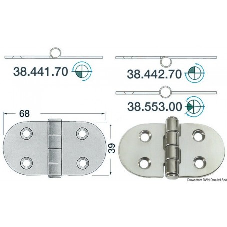 Charnières 2 mm - Osculati Charnières Haute Qualité 8033137129230 38.441.70