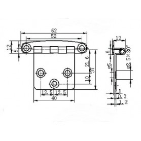 CHARNIERE INOX 62 x 47 mm