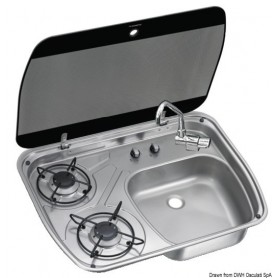 Plan de cuisson SMEV/DOMETIC avec couvercle en vitre fumé. - Osculati plaque chauffante et cuisinière 8033137061820 50.803.41