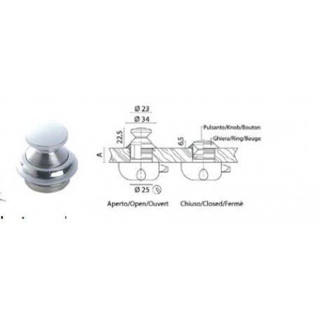Verrou poussoir chromé 