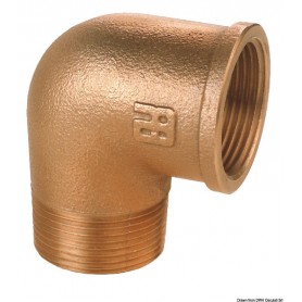 Raccord coudé 90° M-F en bronze GUIDI 
