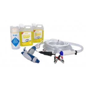 Kit Aqua Jet 12V avec peau de chamois et savon - GS MARINE Pompe de lavage et tuyau  10250058
