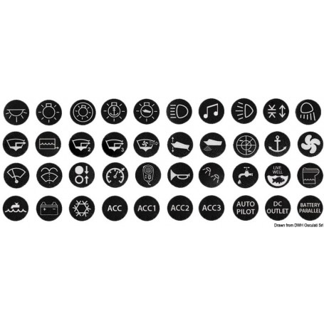Jeu de 40 autocollants marins pour interrupteurs anti-vandalisme Flat type 14.215.xx Jeu de 40 autocollants marins pour interrup