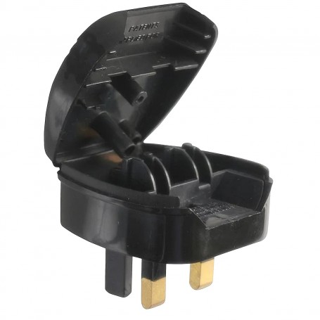 Prise convertisseur Euro 2 broches vers UK 3 broches, 5A, Noire Prise convertisseur Euro 2 broches vers UK 3 broches, 5A, Noire