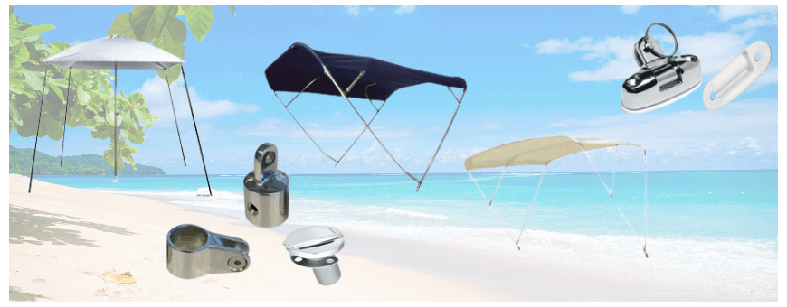 Bimini et Taud pour bateau. La protection contre le soleil d'été.